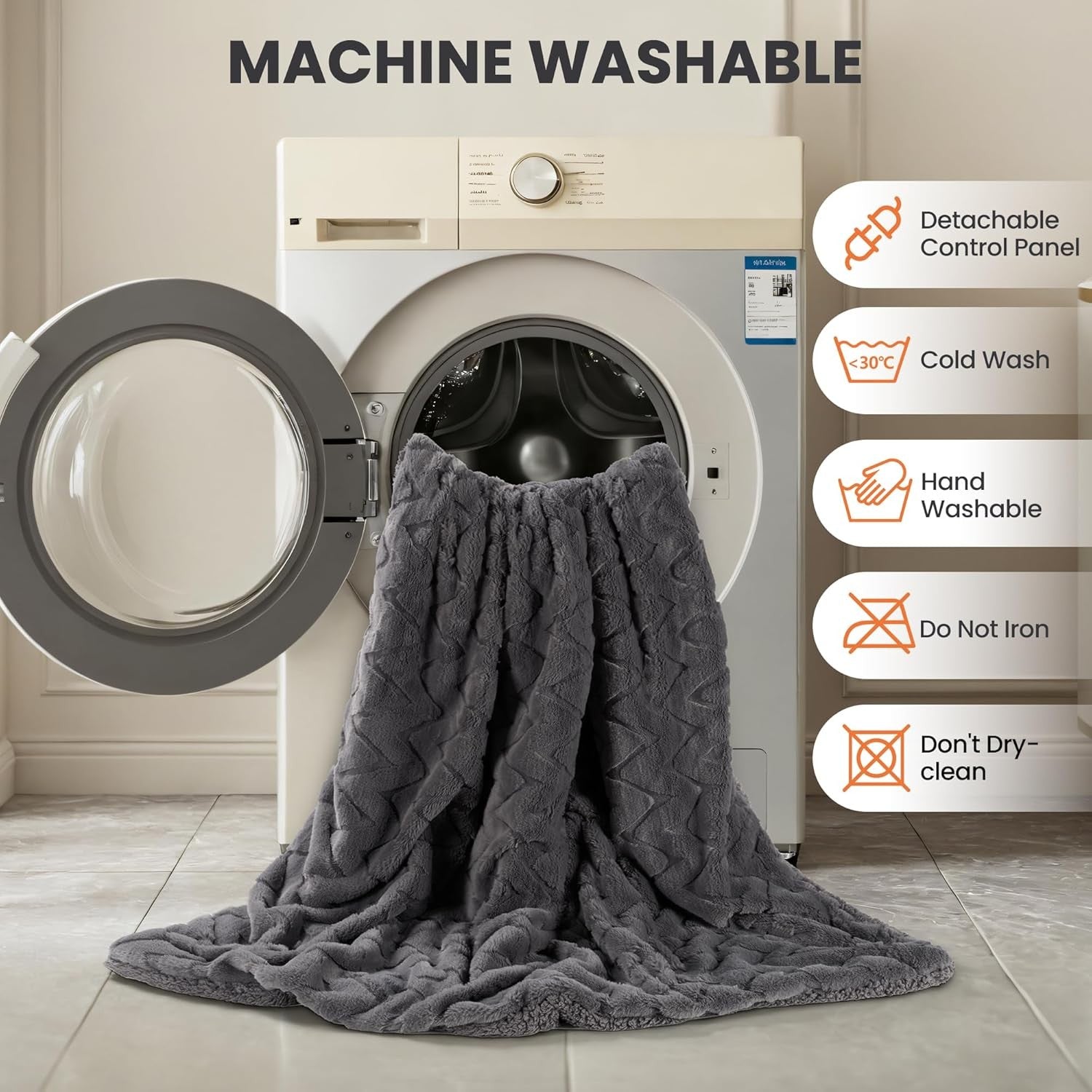 Electric Heated Throw Blanket 130x180cm Soft Fleece 4 Heat Auto Shut Off