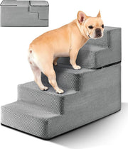 Grey 5 Step Dog Stairs Foldable Foam Pet Ramp 76x38x57cm