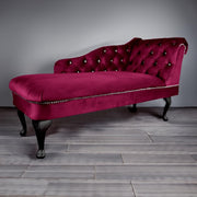 Fuschia Velvet Chaise Lounge Sofa Chair | Right Hand Tufted Seat 190kg