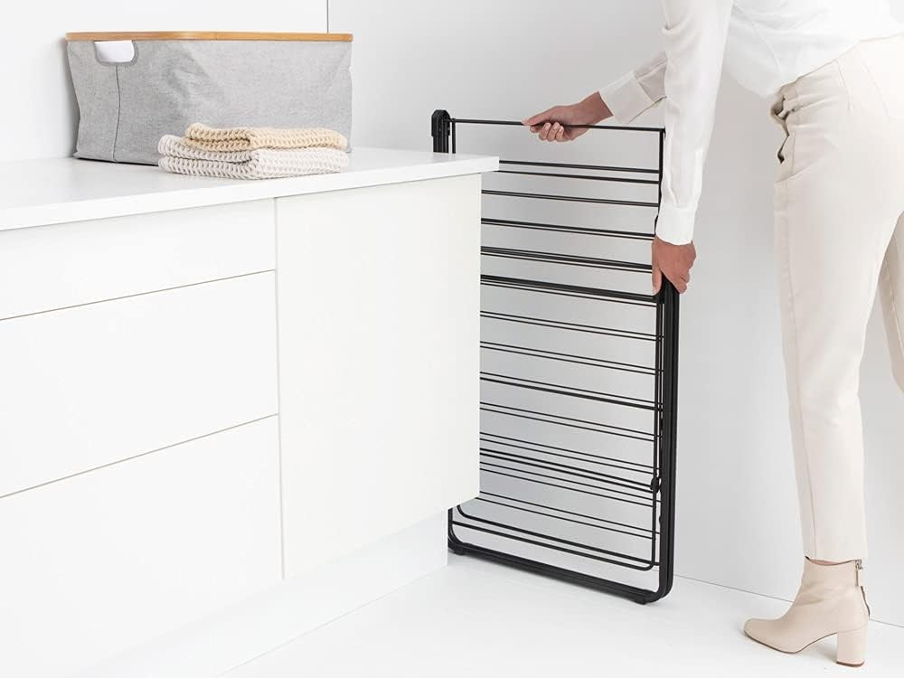 25m Clothes Airer Folding Indoor Drying Rack Stainless Steel Matt Black