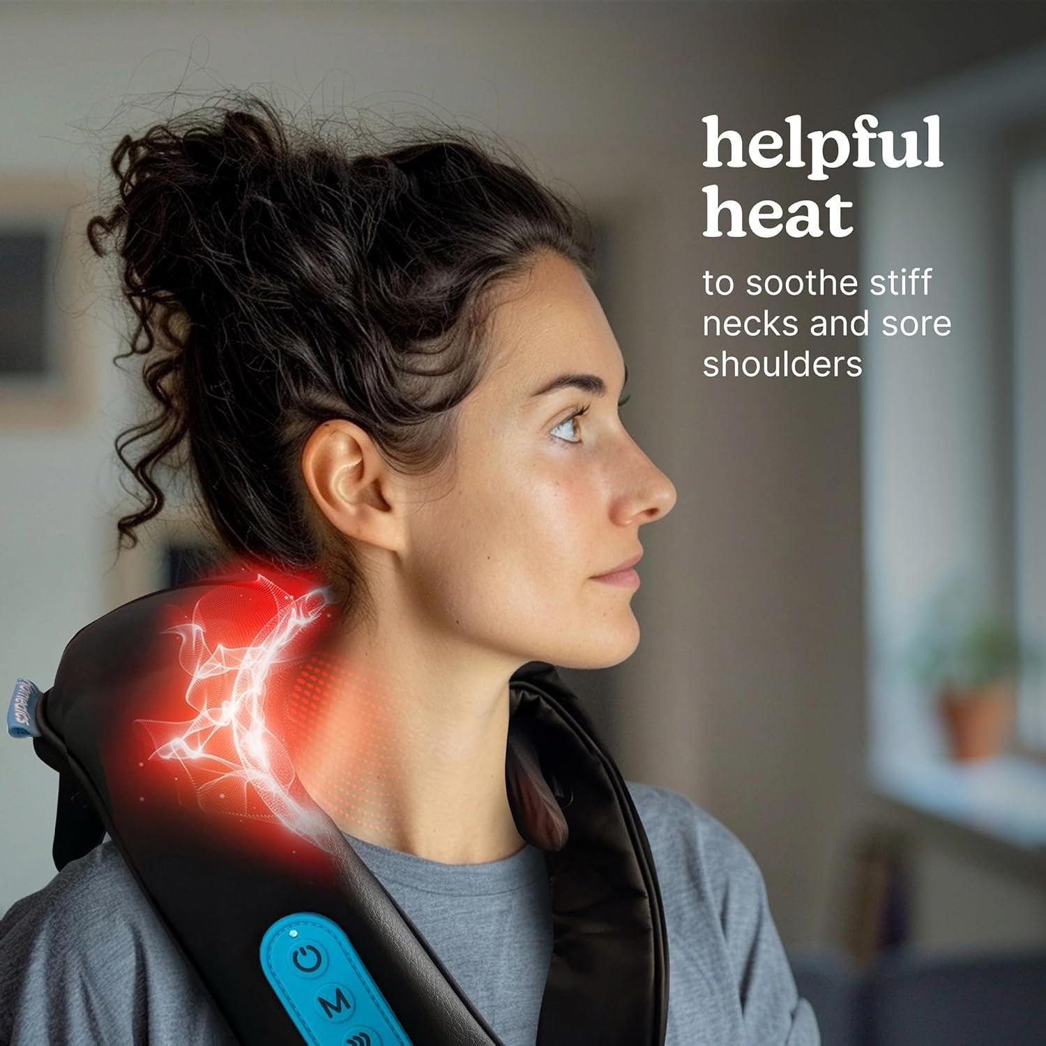 Cordless Neck Massager with Heat Deep Tissue 4 Nodes 2 Intensity Levels