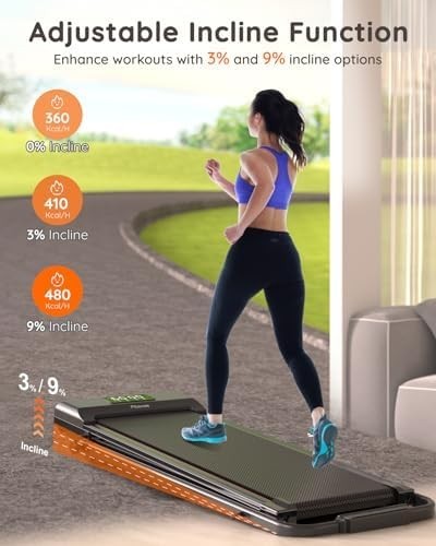 Foldable Under Desk Treadmill 2.5HP Adjustable Incline Home Office Gym