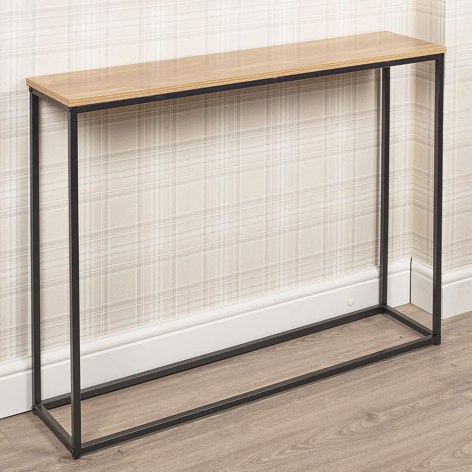 Sleek Oak Wooden Console Table with Metal Legs – Durable & Modern Hallway Furnit