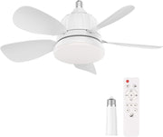 GuKKK Ceiling Fan with Light, E27 Socket, 3-Speed, Dimmable LED, White