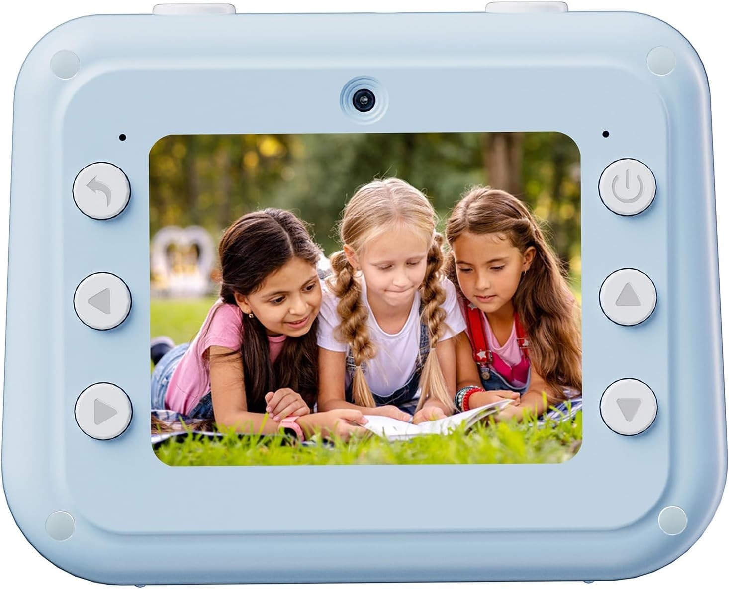 Kids Instant Print Sticker Camera Blue Dual Lens 120 Stickers Kit