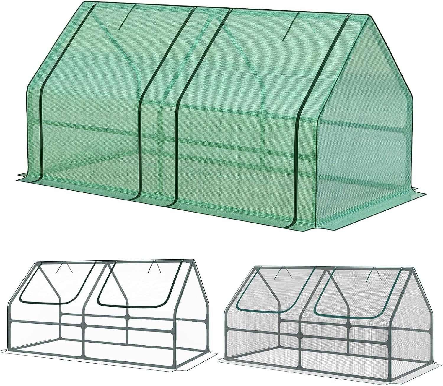 Heavy Duty Garden Greenhouse with 3 Covers Waterproof UV Protection Cold Frame