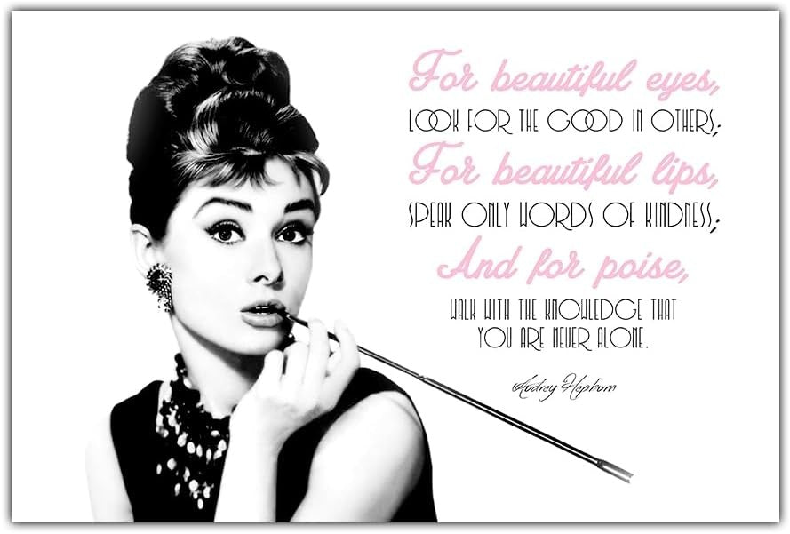 Audrey Hepburn Canvas Wall Art Motivational Quote Modern Print 41x31cm