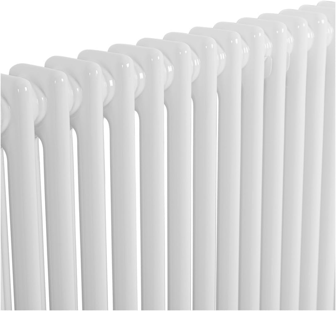 Double Column Horizontal Radiator 600x1190mm White Cast Iron Style