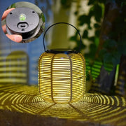 Japanese Hanging Solar Lantern – Rattan Outdoor Garden Light (Size D)