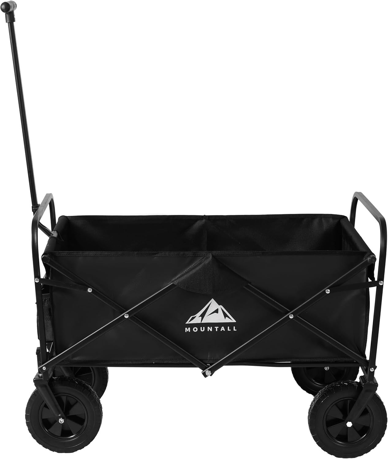 Black Large Heavy Duty Folding Garden Wagon 120L Festival Camping Trolley 80kg