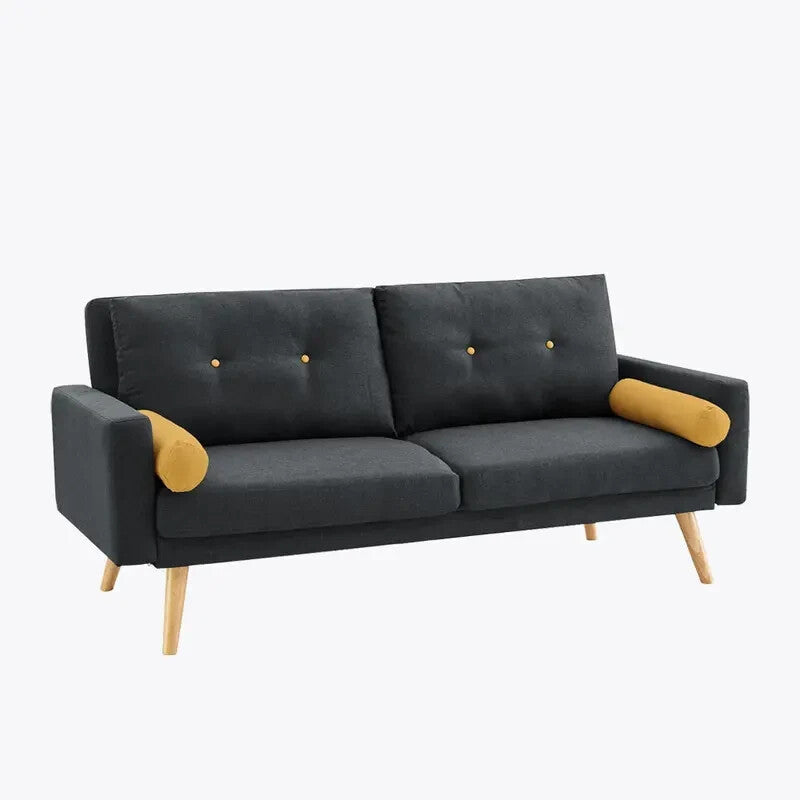 3 Seater Fabric Sofa Bed Charcoal | Clic Clac Guest Sleeper with Bolsters