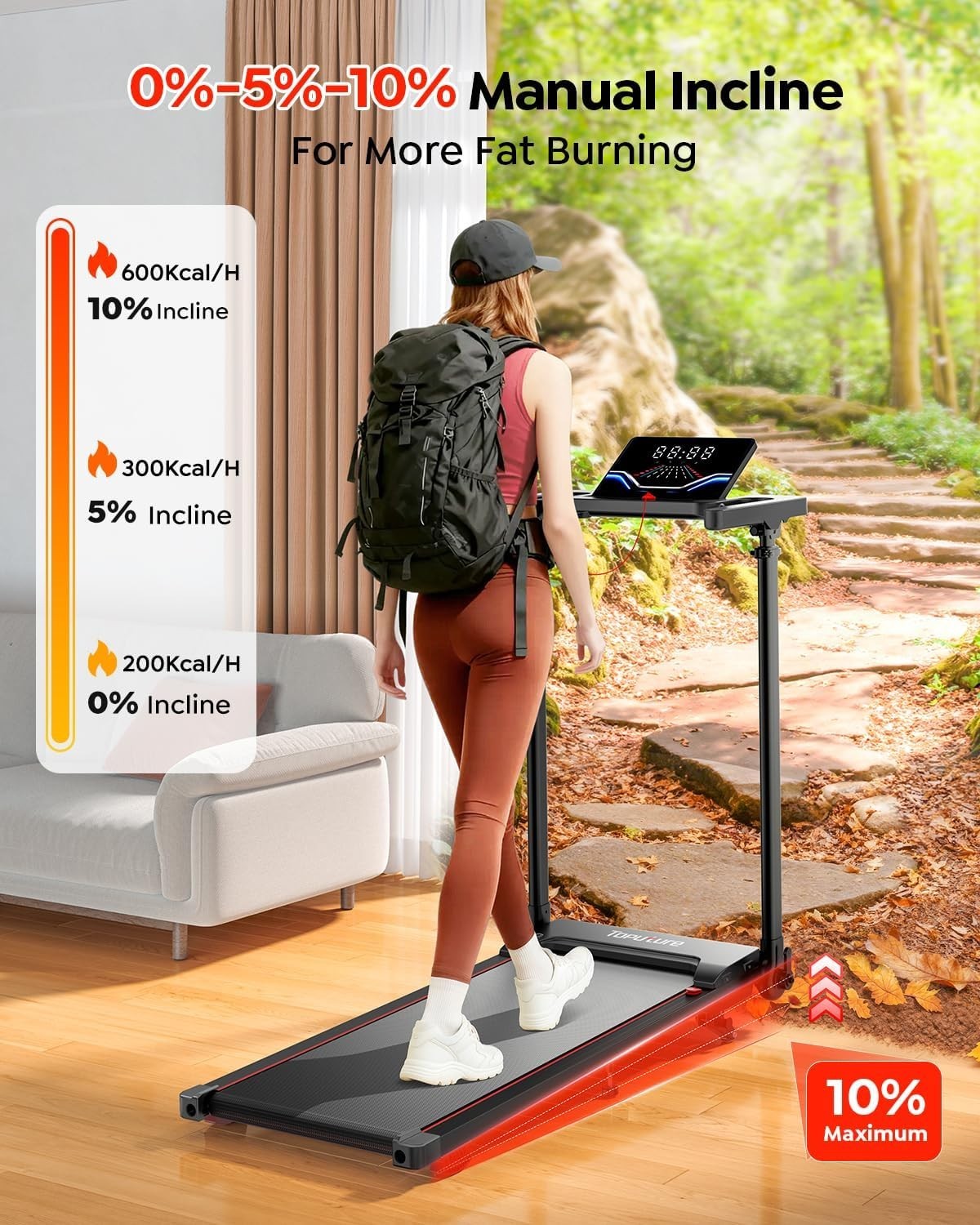 Foldable 6-in-1 Treadmill 12KM/H with Incline, LED Display & Shock Absorbent Mat