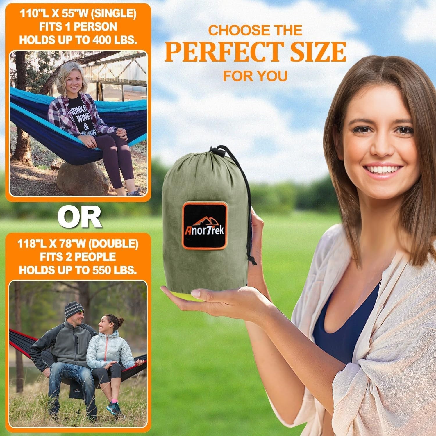 Ultralight 1-Person Camping Hammock 280x140 cm Breathable Nylon + Tree Straps