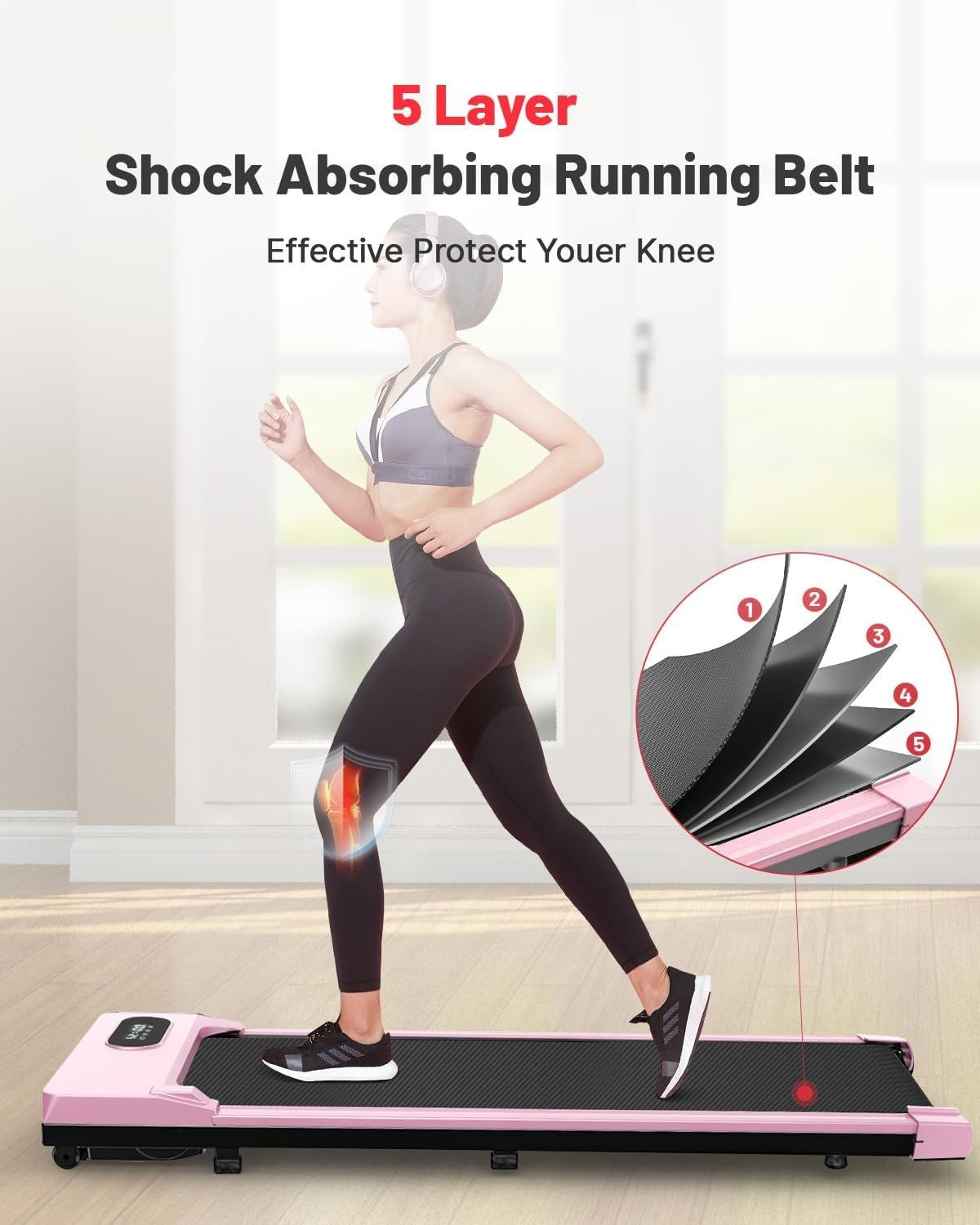 Under Desk Treadmill Walking Pad LED Display Remote 8km/h Compact Home