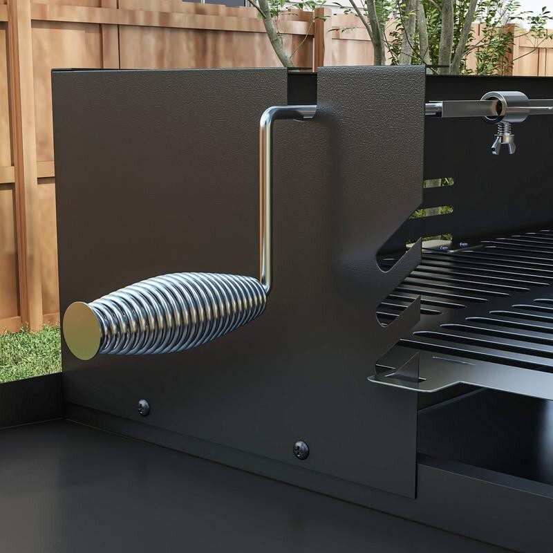 Double Charcoal BBQ Grill Trolley with Wheels, Side Table & Storage Rack