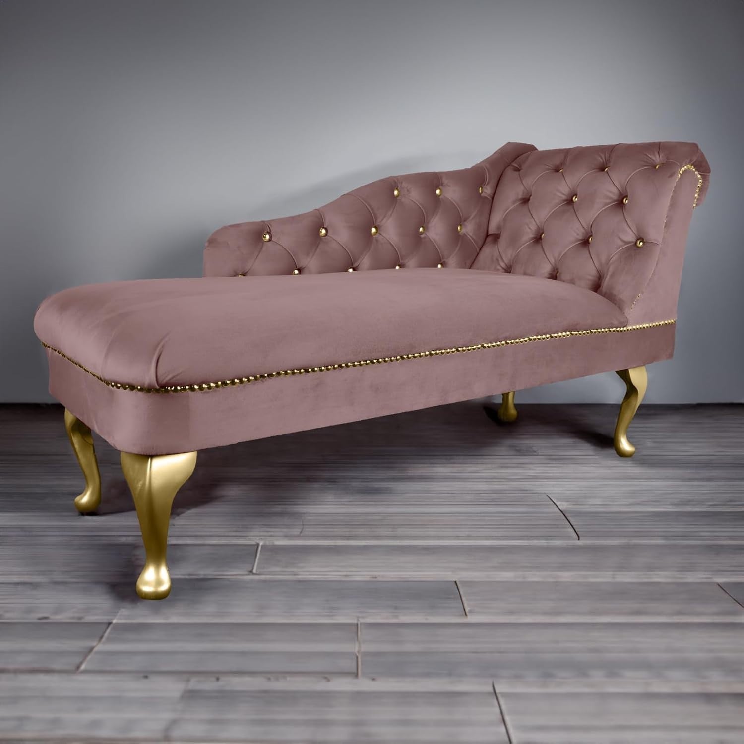 Velvet Chaise Lounge Sofa Tufted Right Hand Chair Heather Bedroom Living