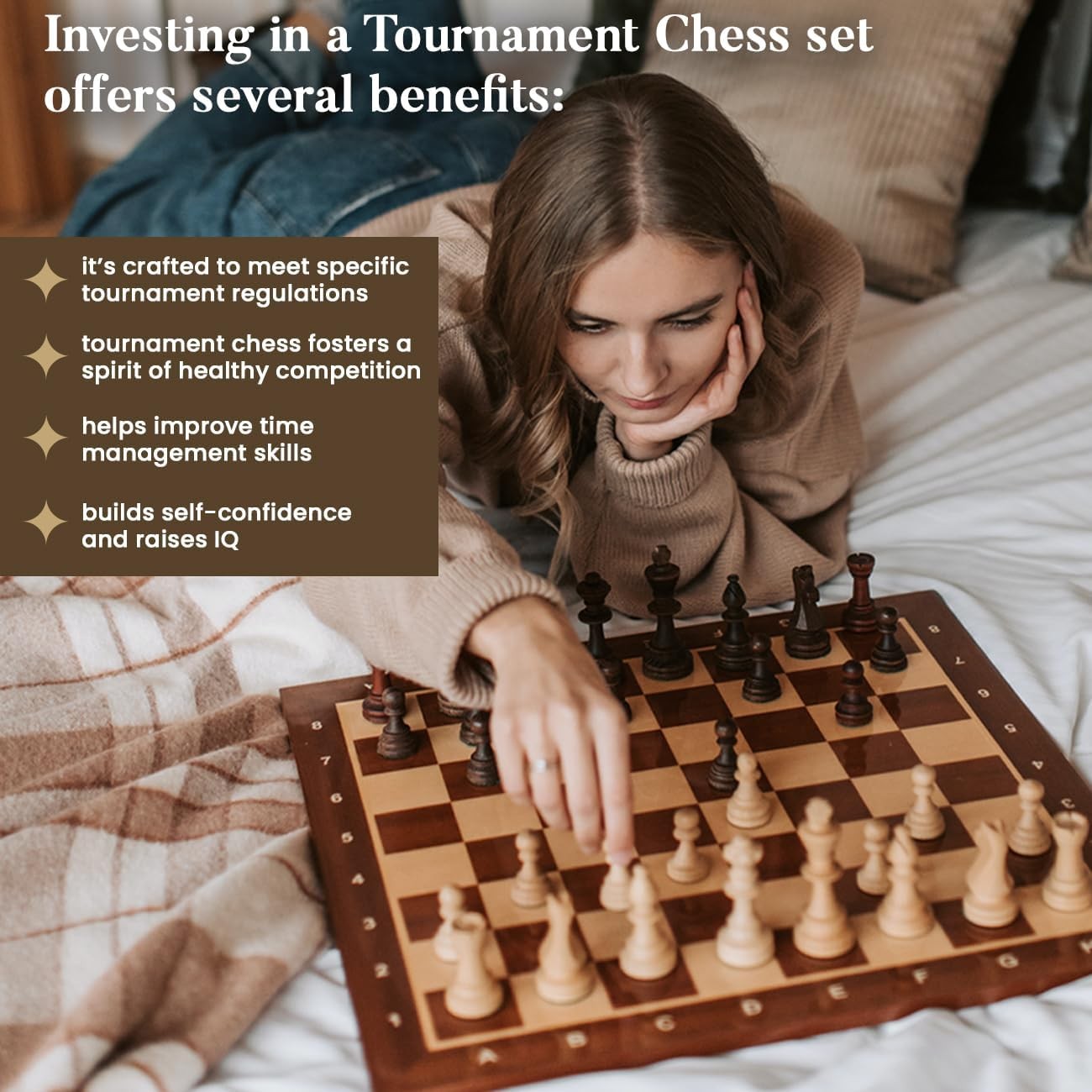 40cm Tournament Wooden Chess Set | Weighted Staunton Pieces | Luxury Inlaid Boar