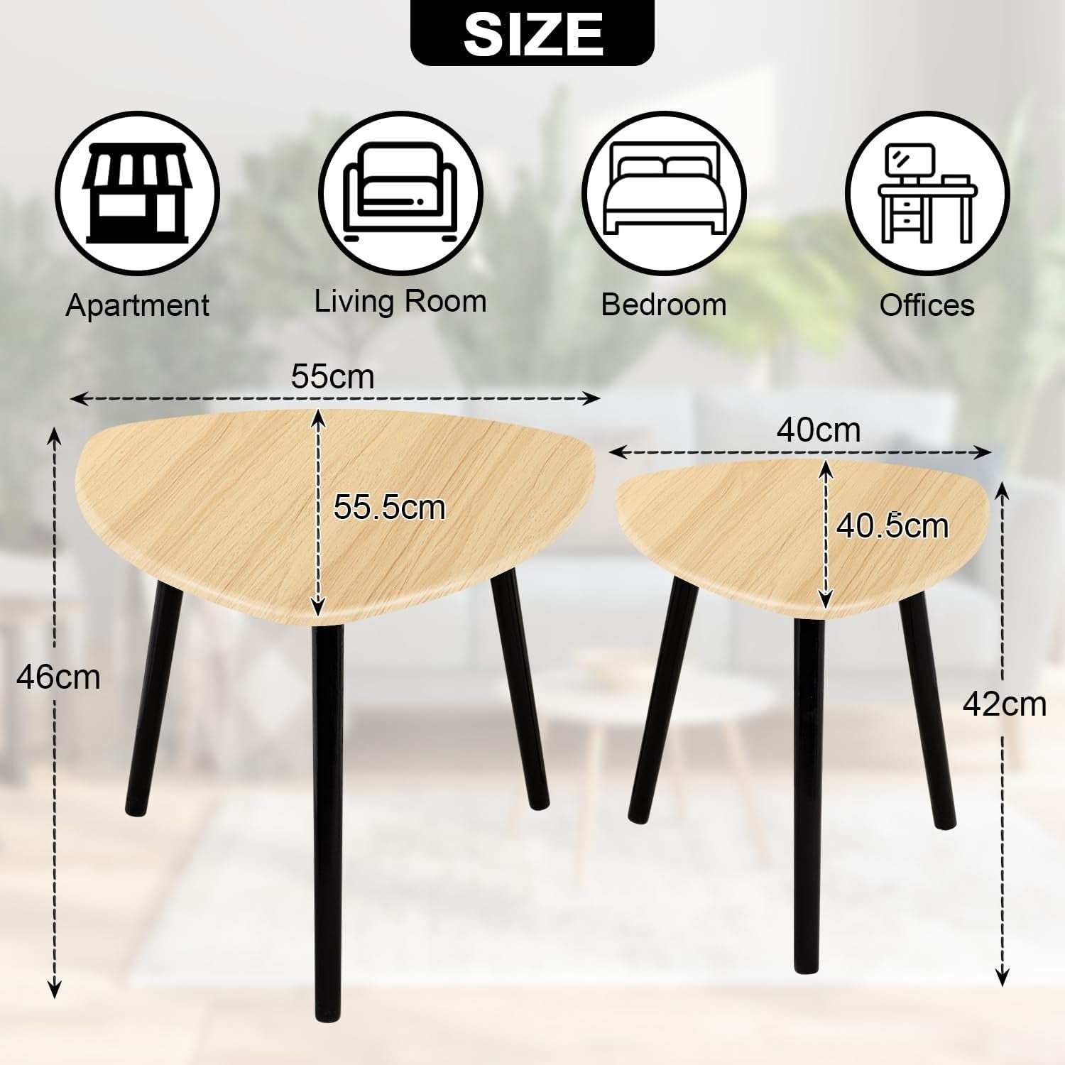 Walnut Wood Coffee Table End Side Accent Furniture 55x55cm Home Office Decor