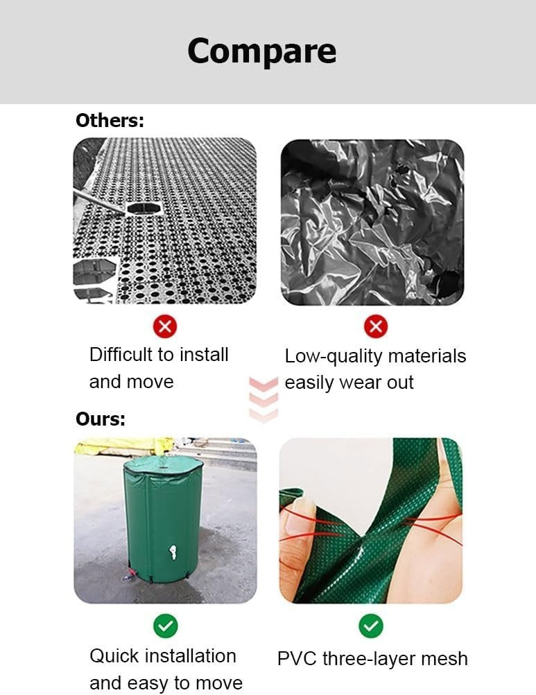 Collapsible Garden Water Butt 250L PVC Rainwater Barrel with Tap & Zip