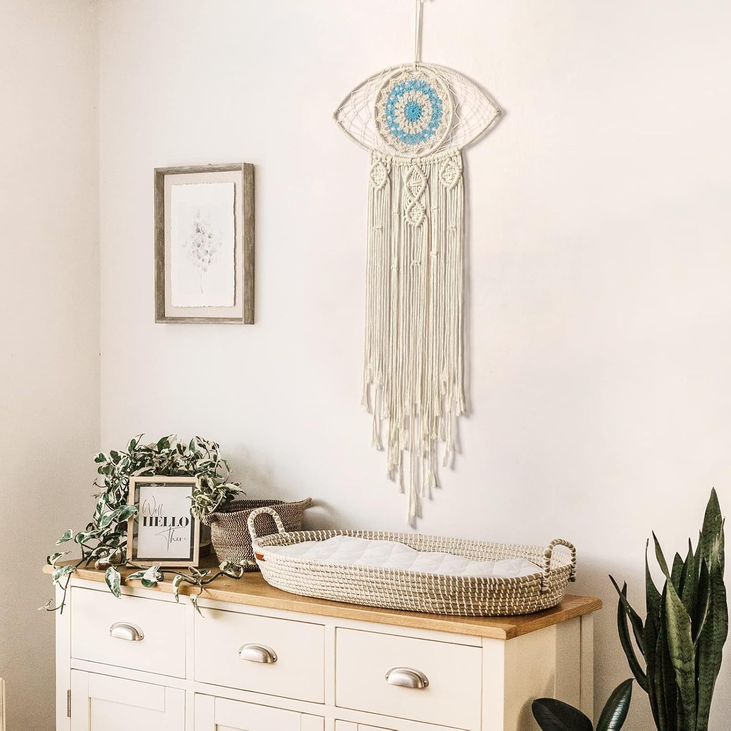 Boho Evil Eye Dream Catcher 13.8"x27.5" Macrame Wall Hanging