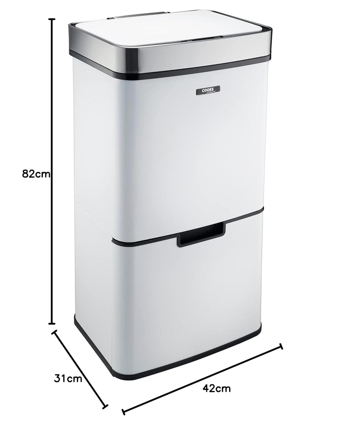 75L Touchless Recycling Bin Sensor Stainless Steel Dual Compartment
