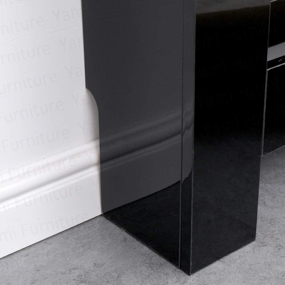Small Black Radiator Cover High Gloss MDF Modern Horizontal Slat Design