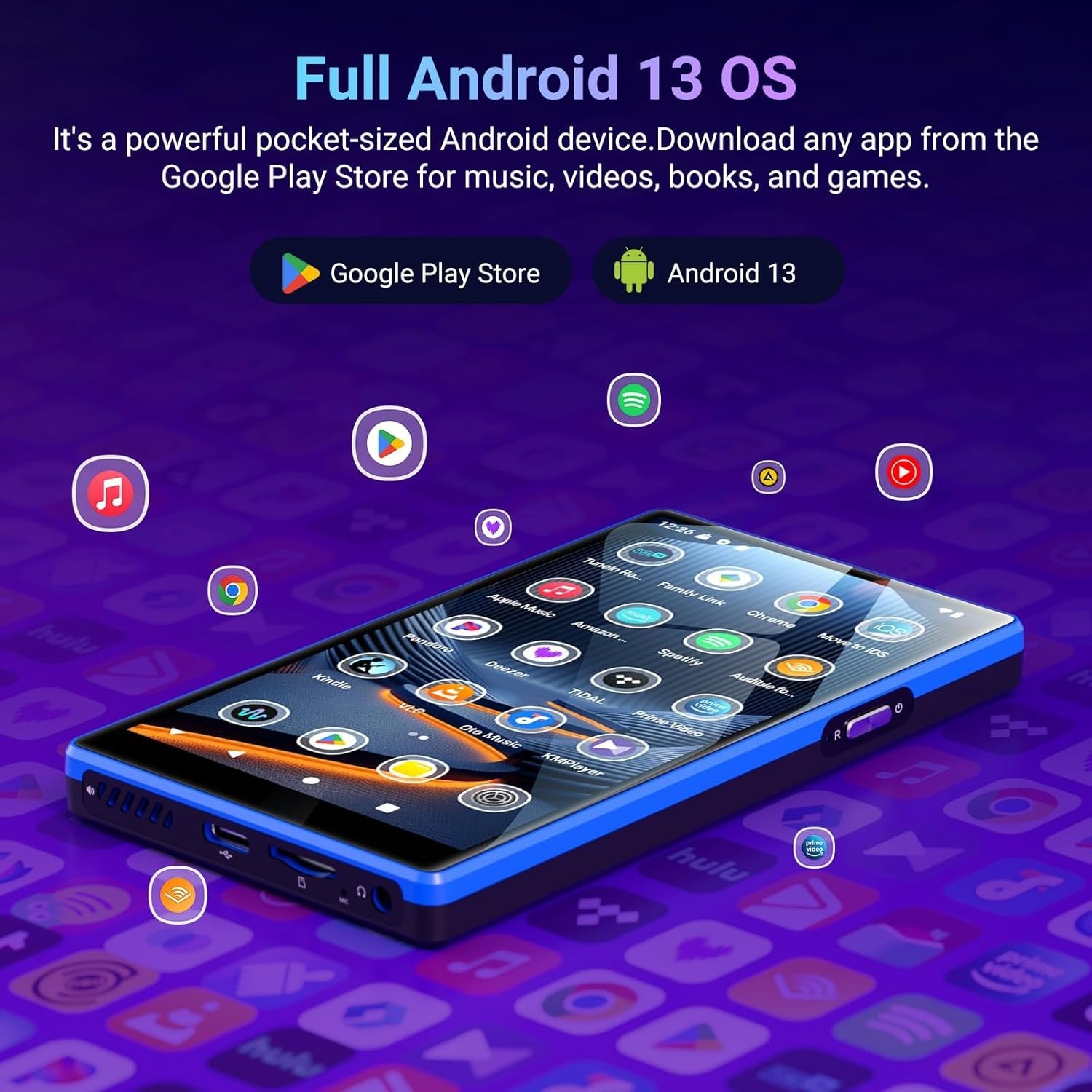 160GB MP3 Player WiFi Bluetooth Android 13 5" IPS Touch Screen