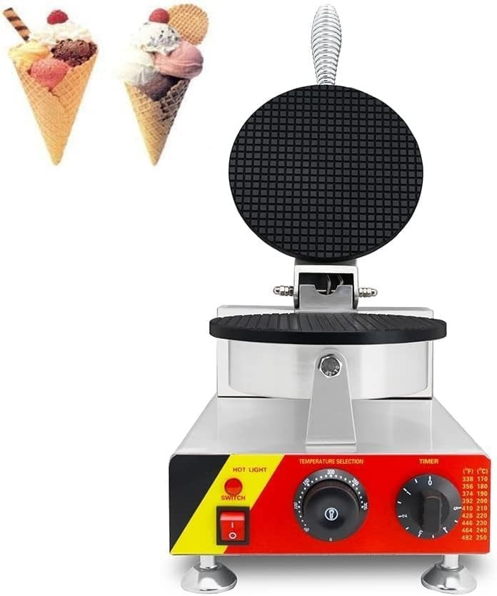Commercial Ice Cream Cone & Waffle Maker 1000W | Non-Stick Egg Roll Machine