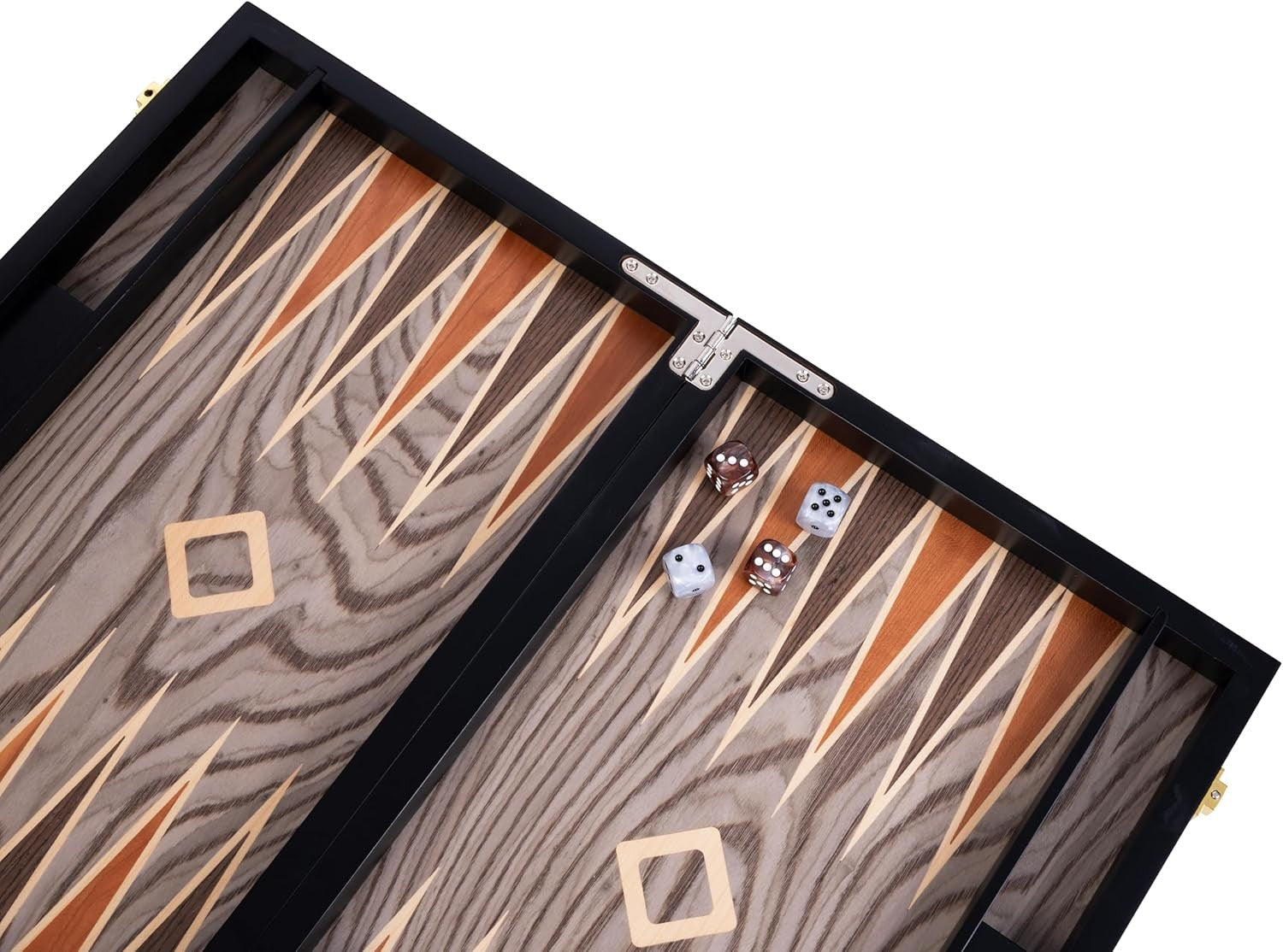 Deluxe 15in Wooden Backgammon Set Folding Luxury Board Game Travel