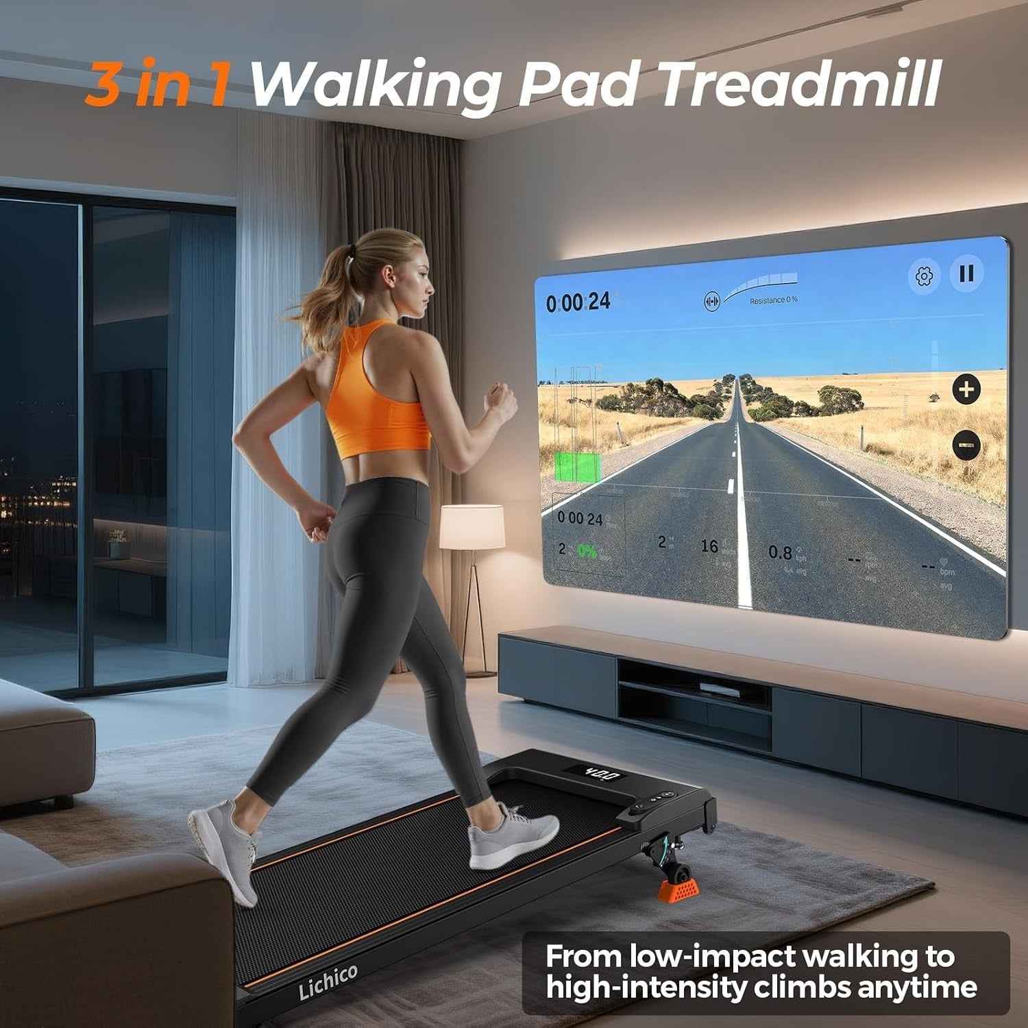Under Desk Treadmill 0-9% Incline 40x100cm Running Belt Home Gym Quiet Motor