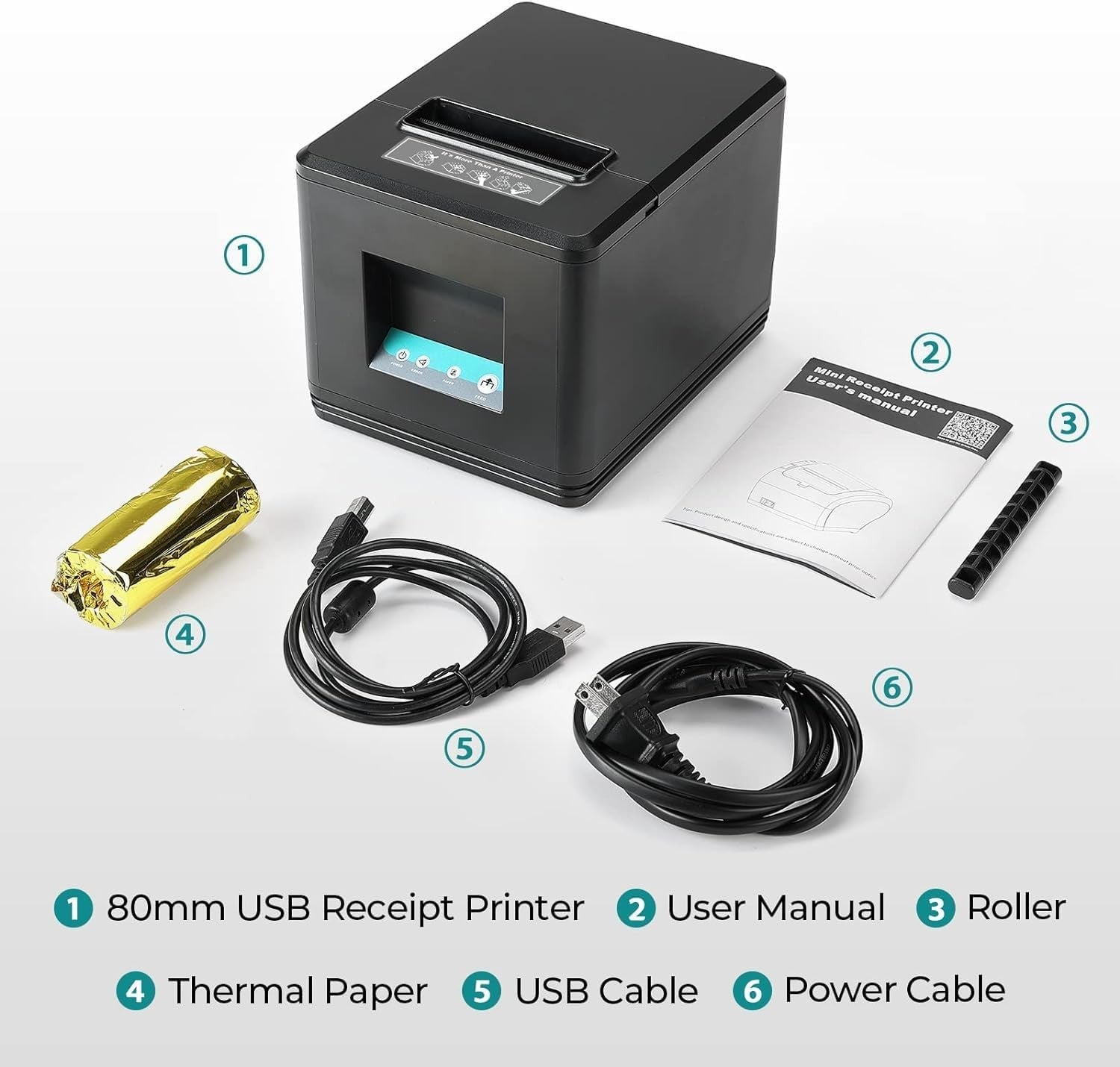 80mm Thermal Receipt POS Printer USB Auto Cutter Cash Drawer