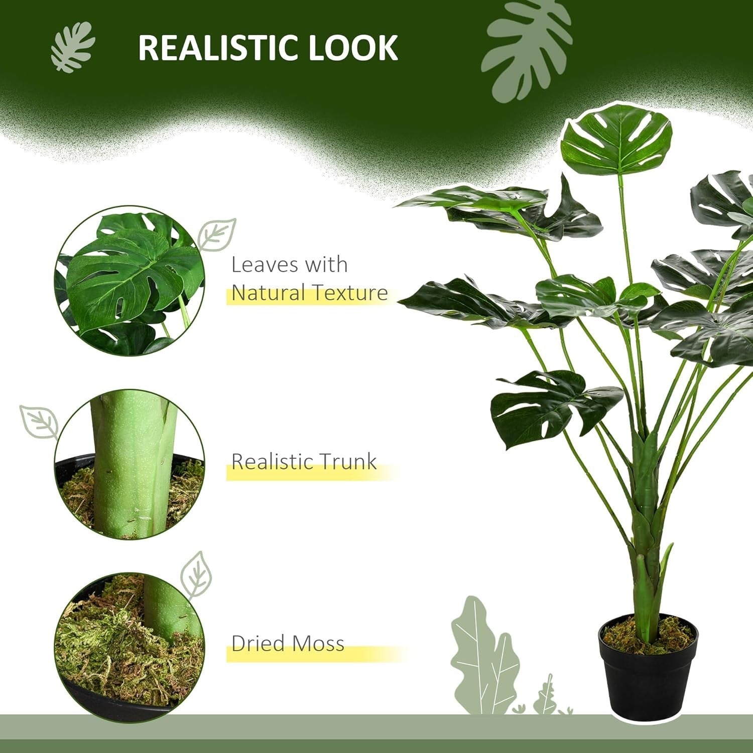 Set of 2 85cm Artificial Monstera Trees Potted Indoor Outdoor Home Garden Decor
