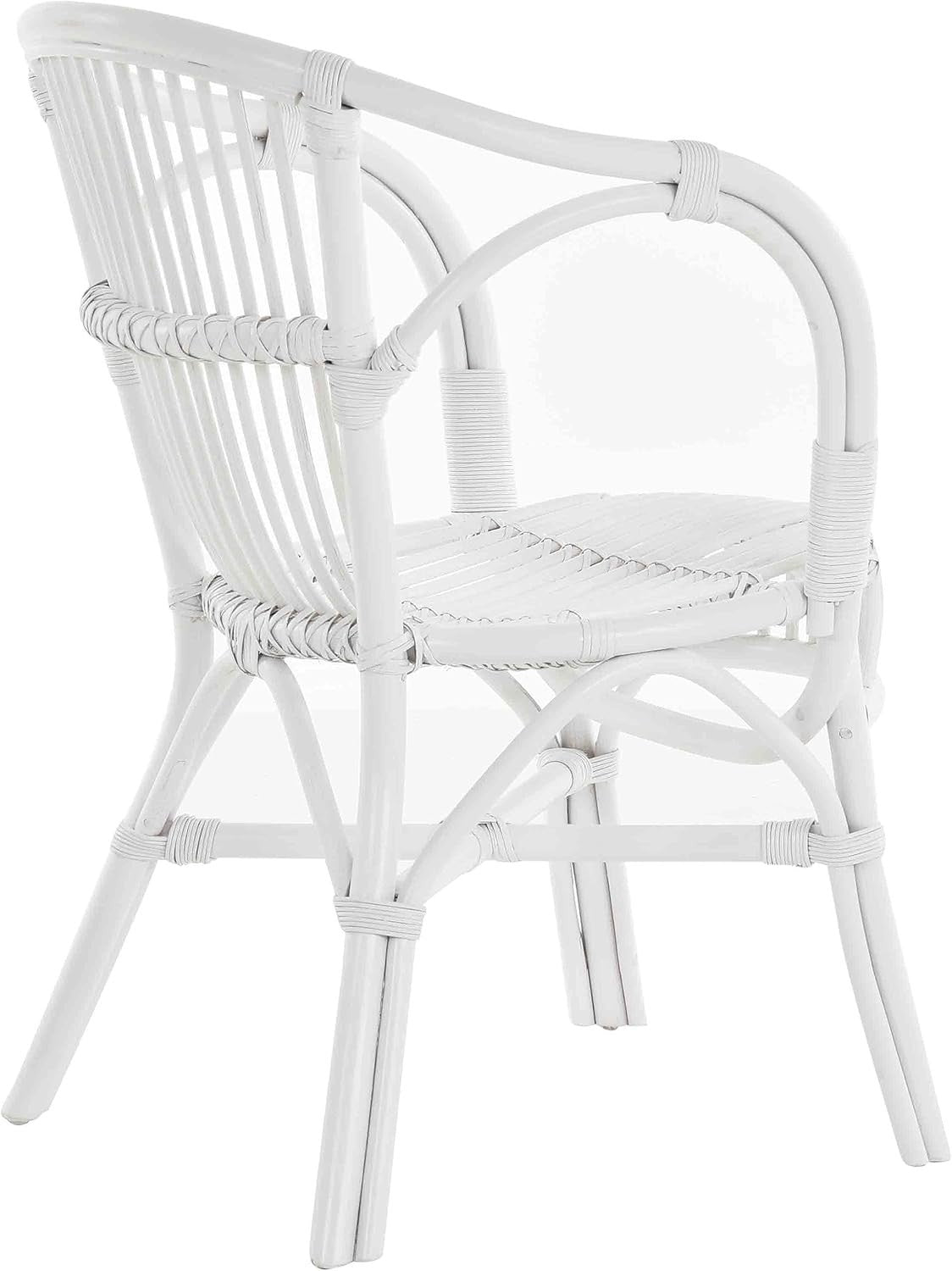 White Rattan Wicker Armchair Scandinavian Indoor Accent Chair Natural Finish