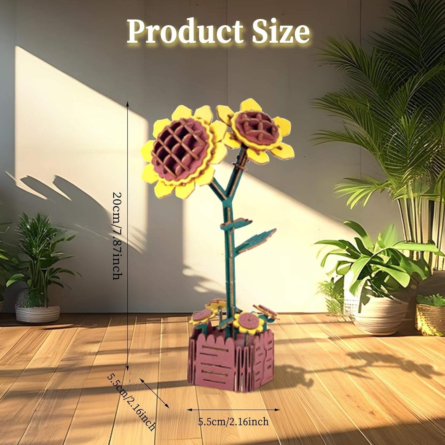 3D Wooden Sunflower Puzzle Kit – DIY Home Decor, Romantic Gift, Easy Assembly