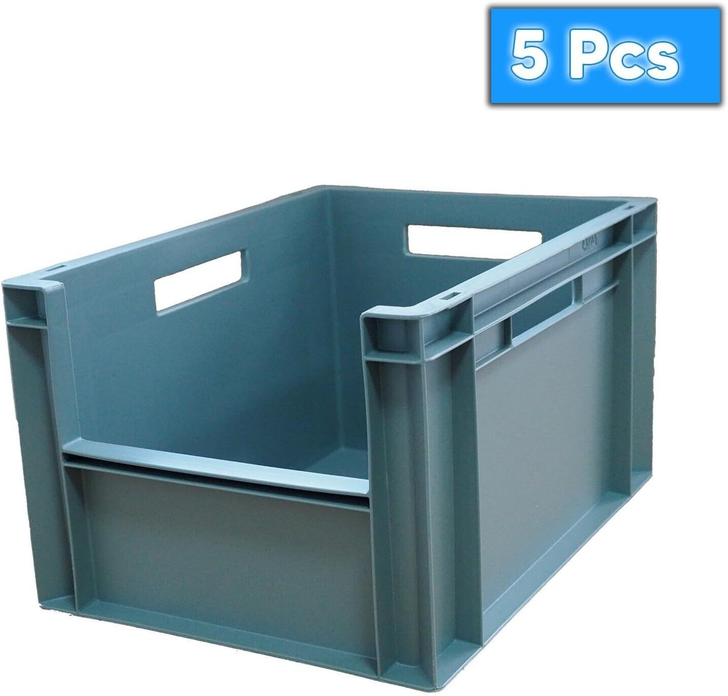 5x 20L Stackable Storage Boxes Heavy Duty Plastic Crates