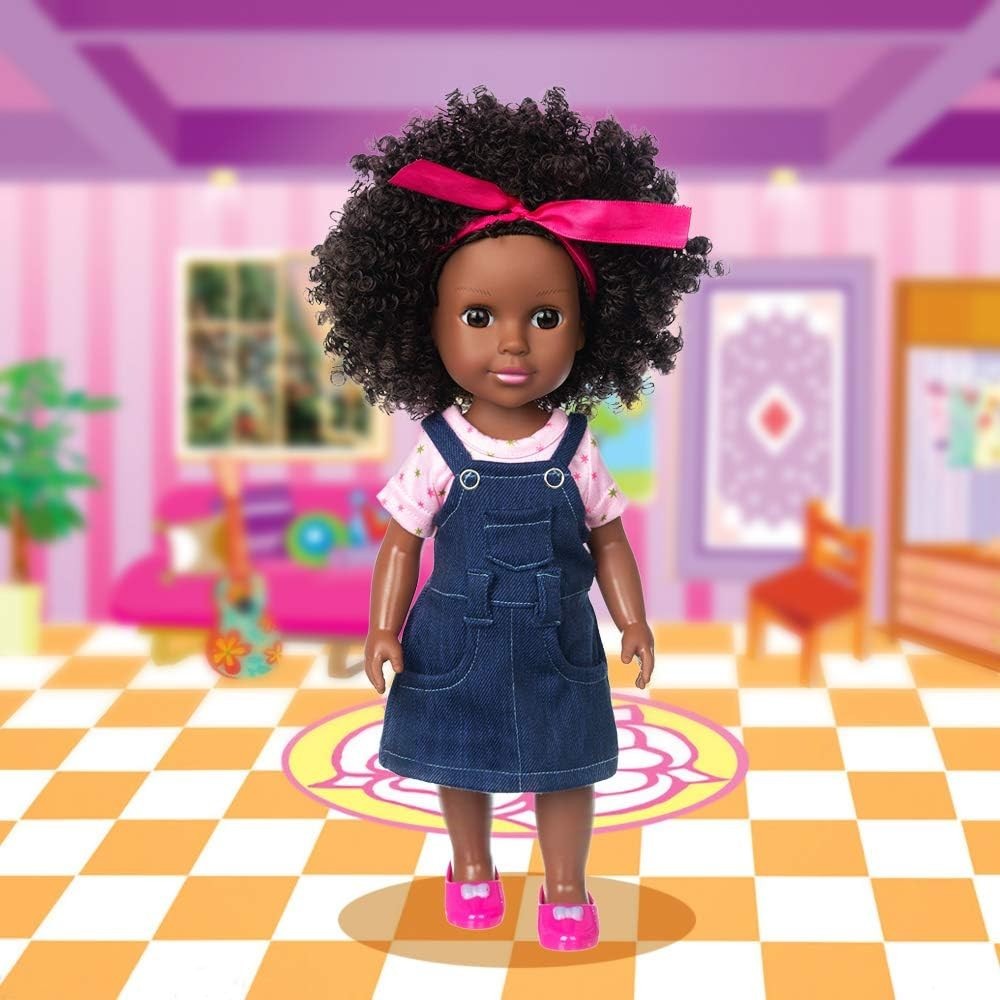 14.5” Black Baby Doll Realistic Silicone Girl Washable Doll Set
