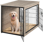 Stylish Medium Dog Crate Furniture with Cushion & Double Doors 96x65x67.5cm