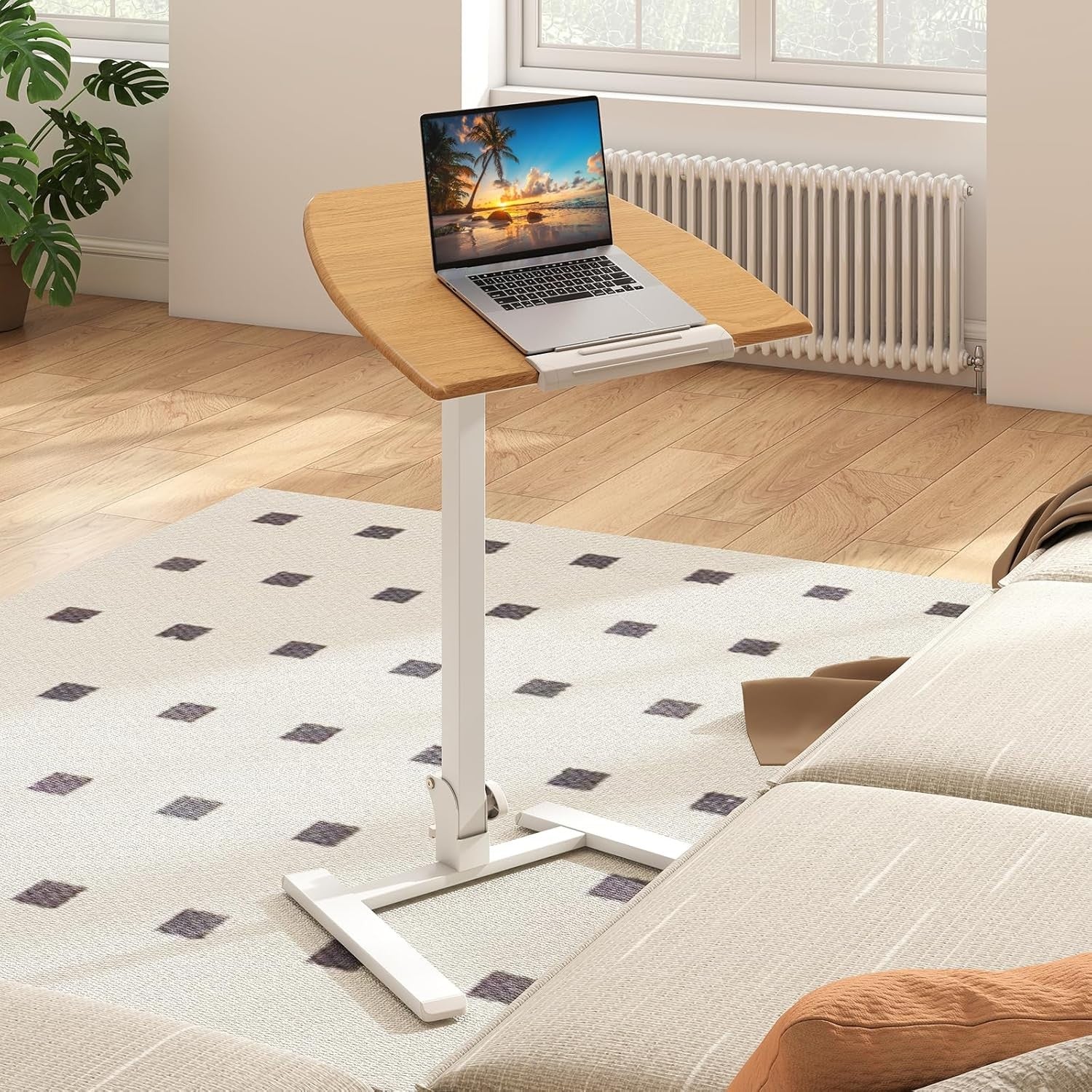 Adjustable Standing Desk Mobile Sit Stand Laptop Table Tilting Top Wheels