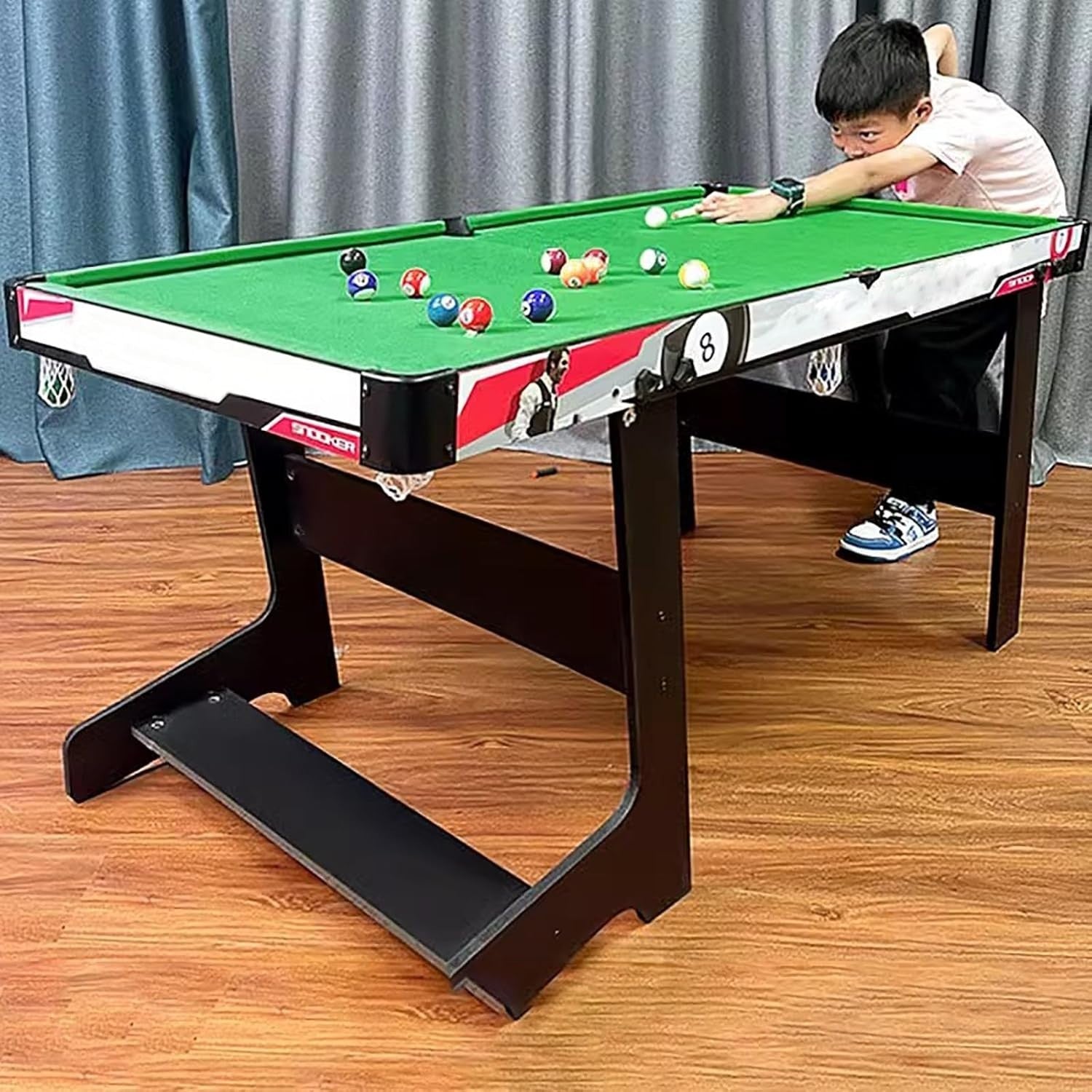 Compact Foldaway Pool Table Portable Billiards Game w Full Accessories