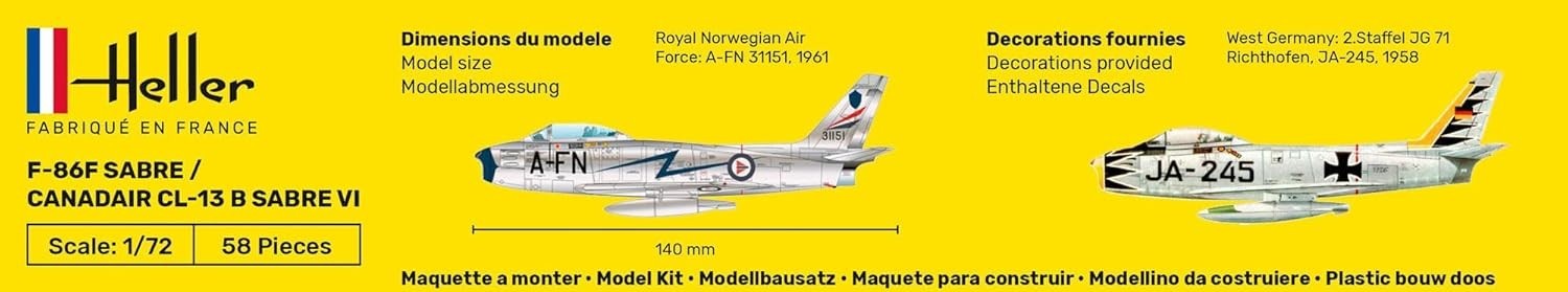 1:72 Scale F-86F Sabre Jet Model Kit – Detailed Plastic Aircraft for Ages 14+