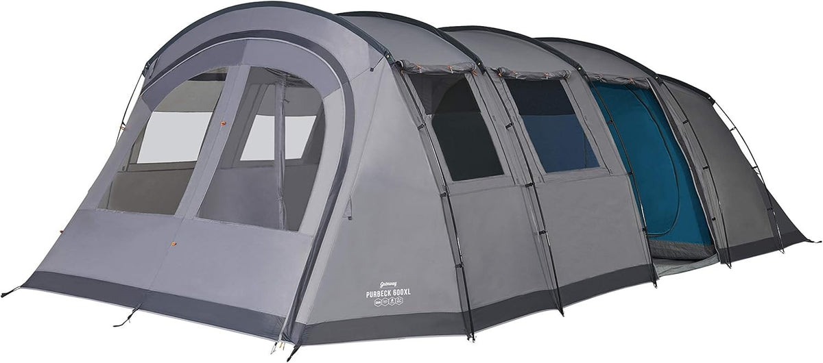 6 Man Family Tunnel Tent 3 Rooms Enclosed Porch 3000mm Waterproof