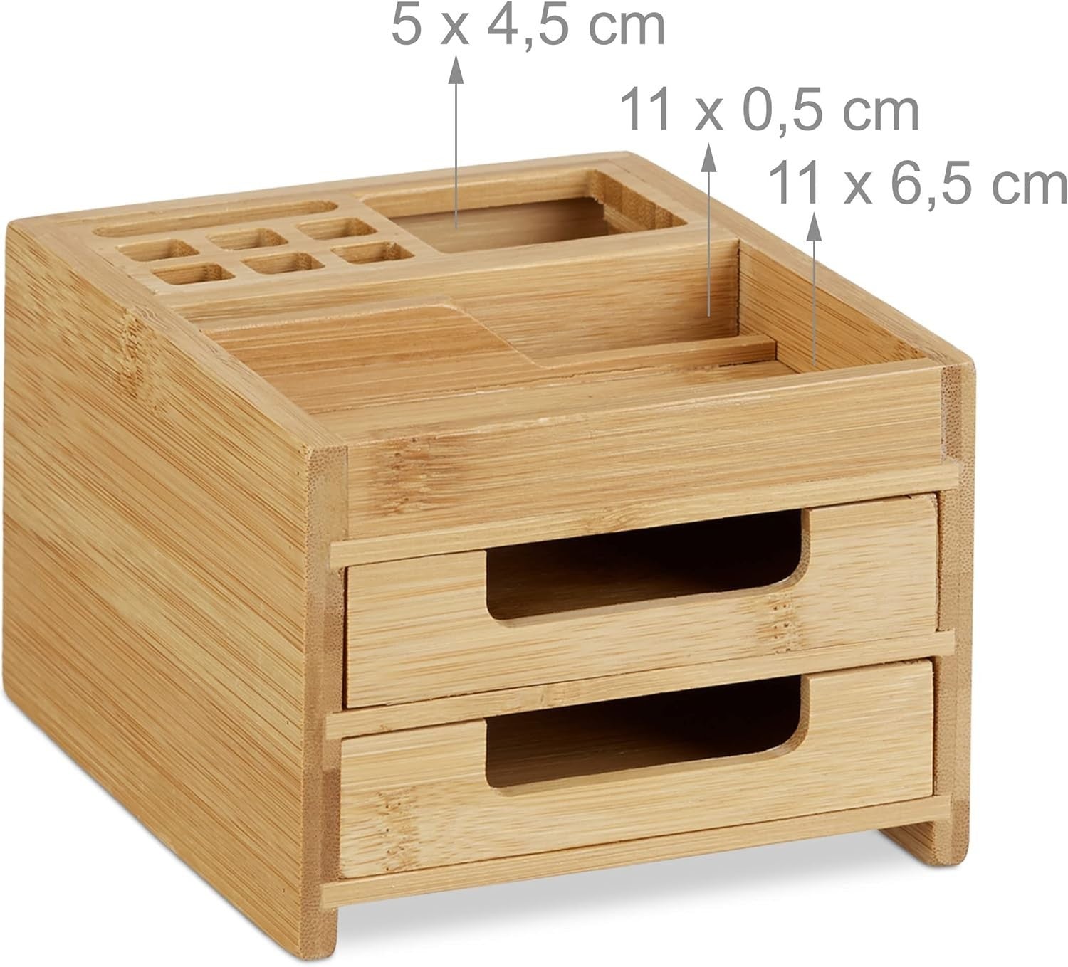 Bamboo Desk Organiser Set with Pen Holder & Memo Box – 2 Drawers