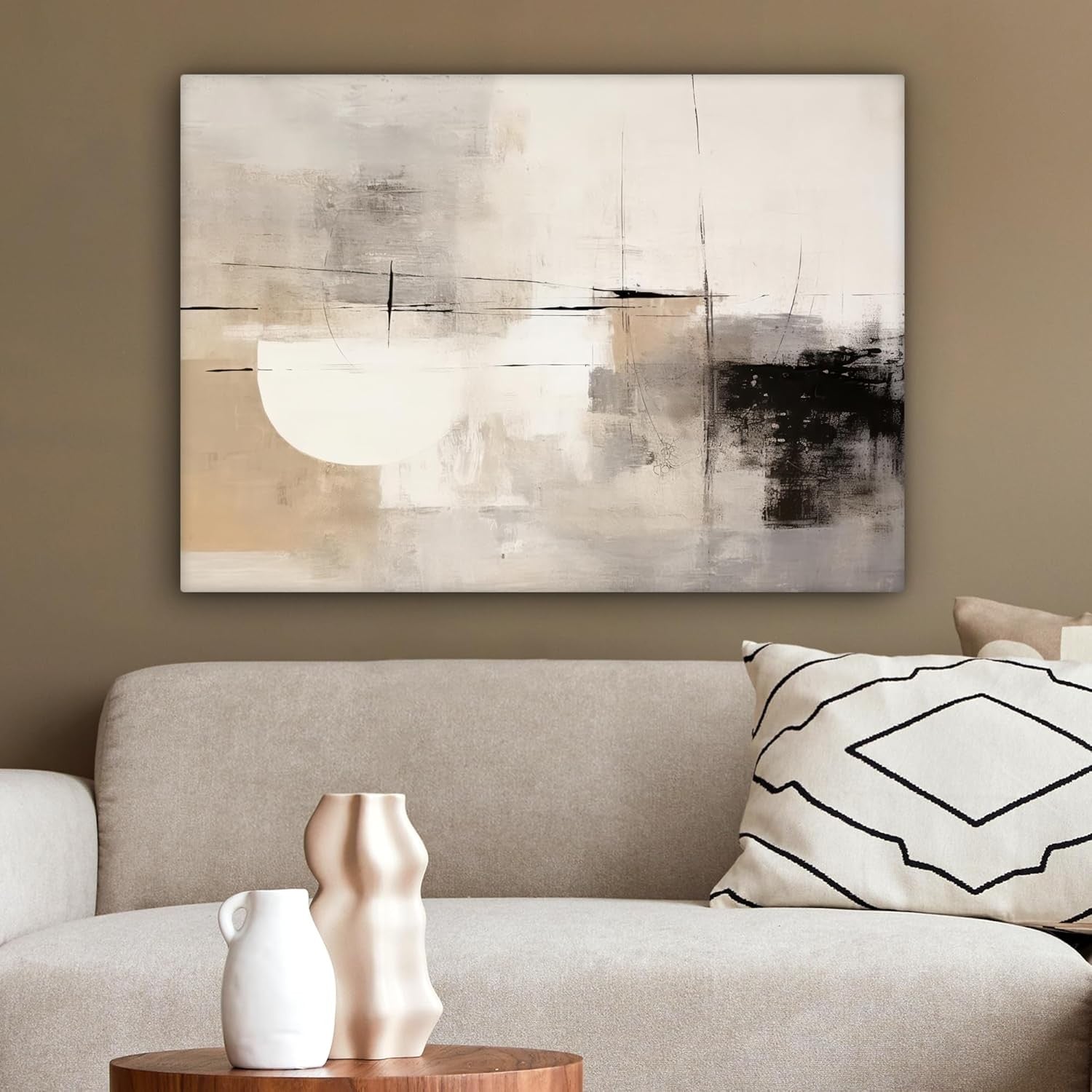Abstract Grey Canvas Wall Art Modern Minimalist 70x50cm Living Room Decor