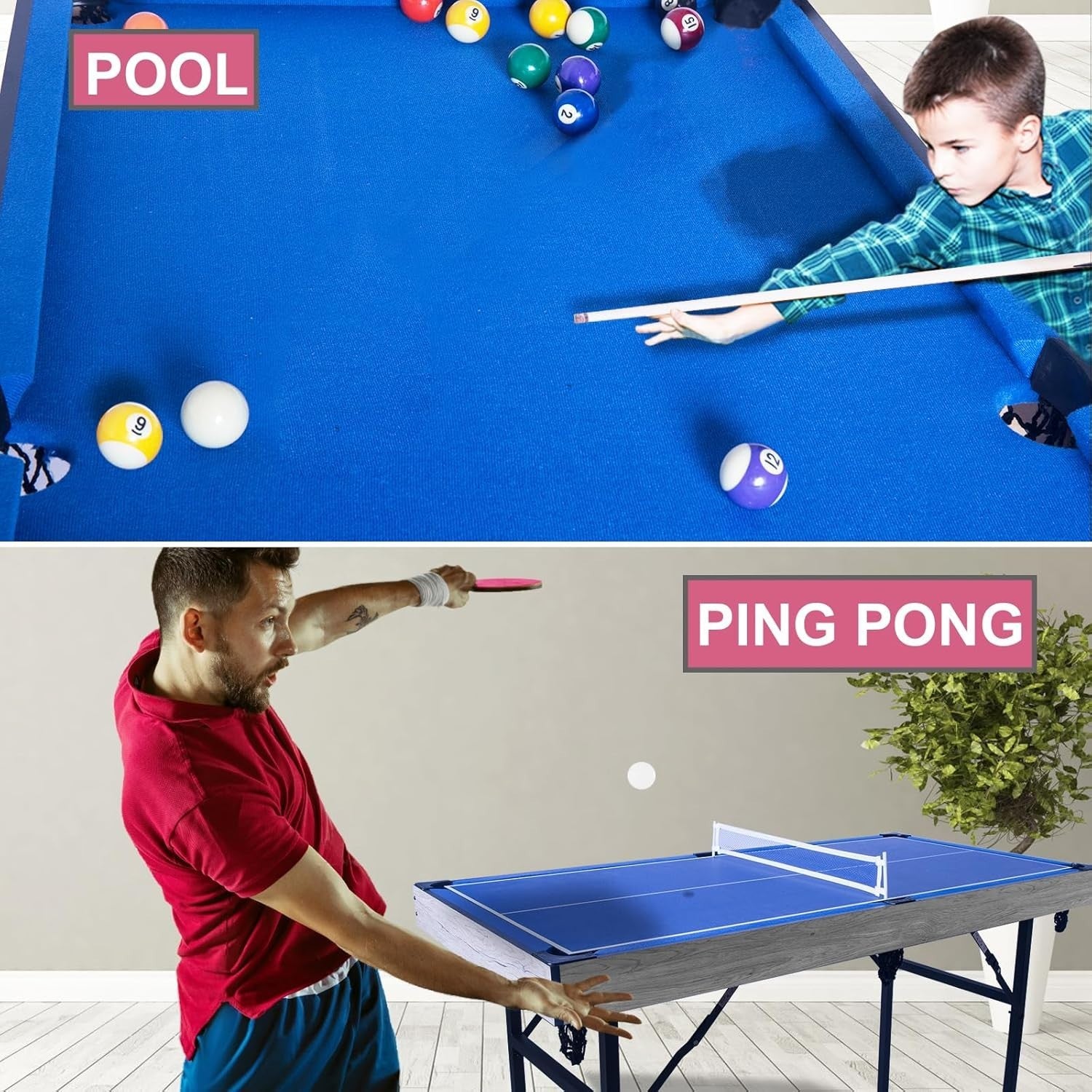 5FT 5 in 1 Multi Game Table Folding Pool Hockey Tennis Bowling Set