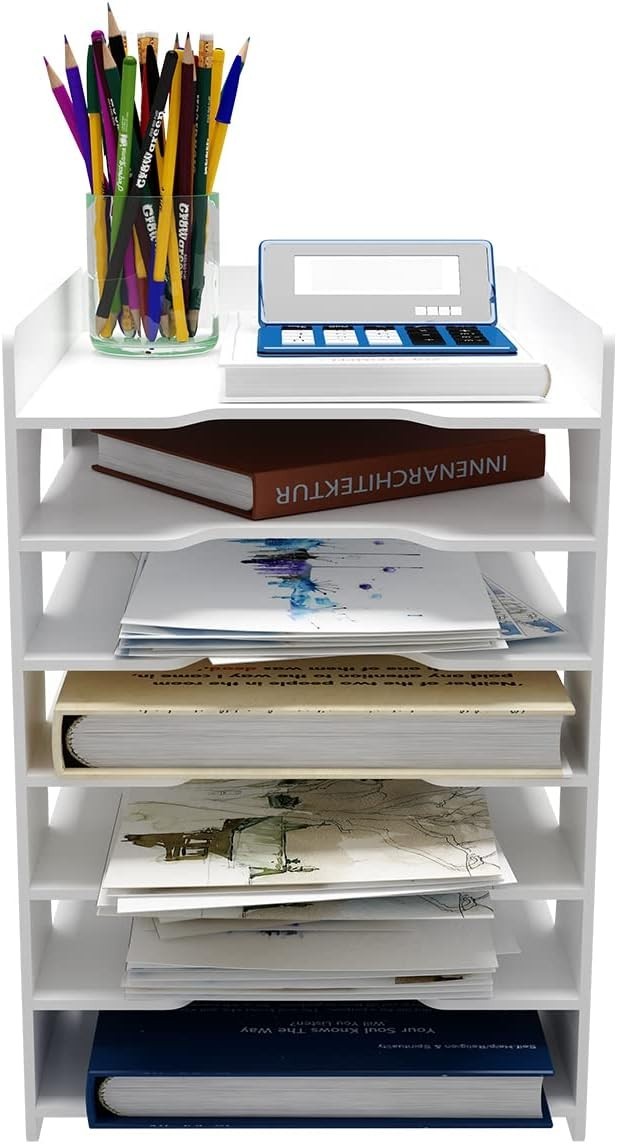 7-Tier Desk File Organizer Letter Tray A4 Paper Holder Document Rack