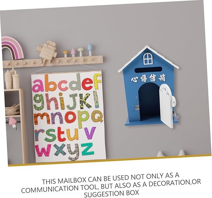Lockable Wall Mounted Mailbox Blue – Secure Outdoor Post Box for Kids & Home Use