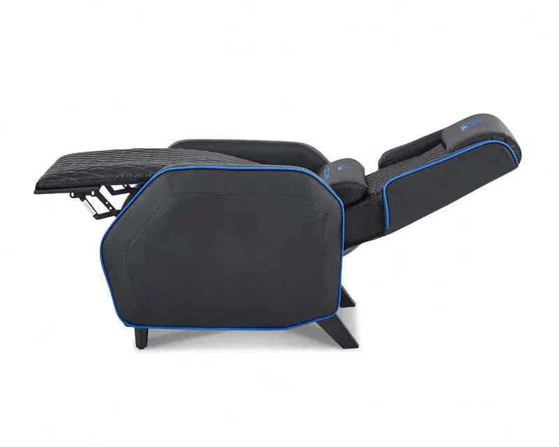 Reclining Gaming Chair Faux Leather Armchair with Footrest Black Blue
