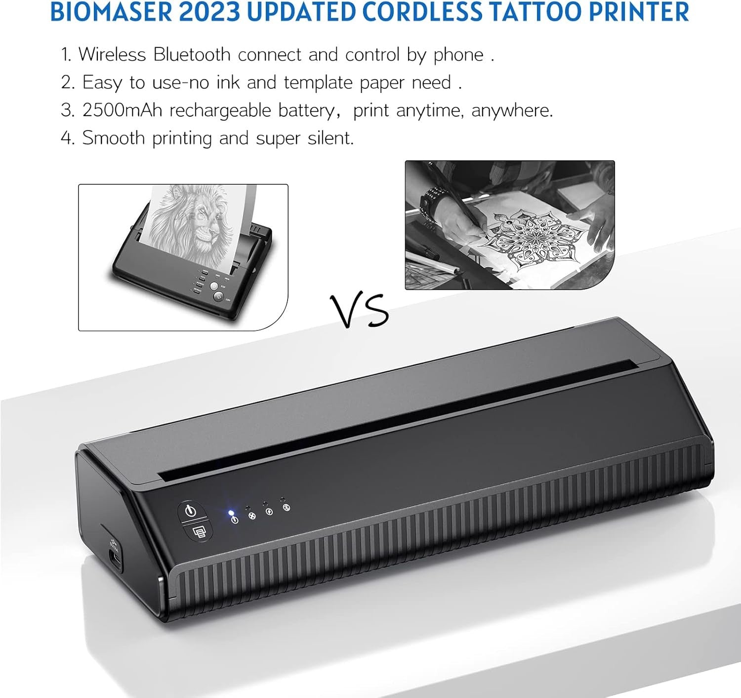 Wireless Thermal Tattoo Printer Portable Bluetooth A4