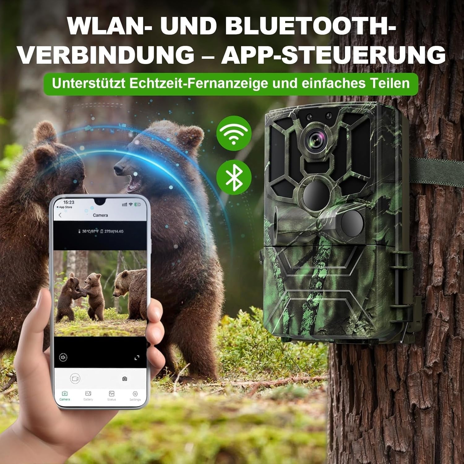 5K Trail Camera 60MP WiFi Bluetooth Night Vision Waterproof Hunting Cam