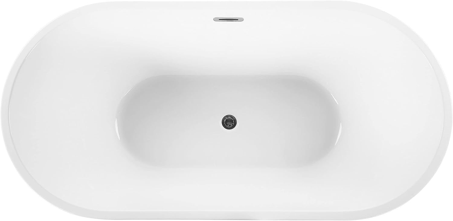 150cm Modern Freestanding Oval Bathtub Acrylic Black Havana with Overflow